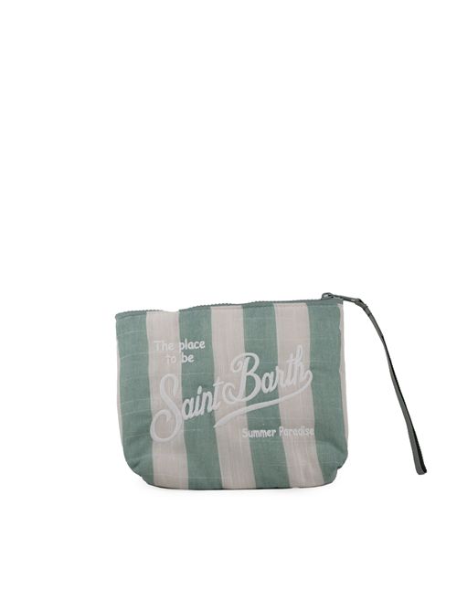 Pochette Aline Soft in lino a righe Verde/Bianco Mc2 Saint Barth | ALINE SOFT00124H LINEN STRIPES BIG 5310